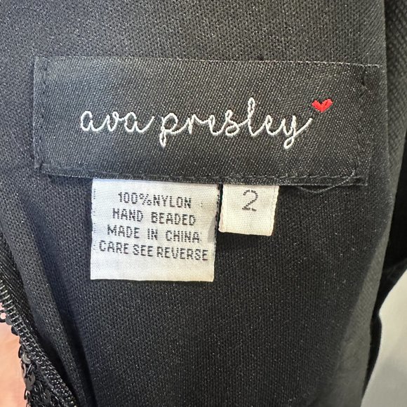 Black Beaded Sequin Prom Formal Dress - Ava Presley - Size 2 - Picture 8 of 8